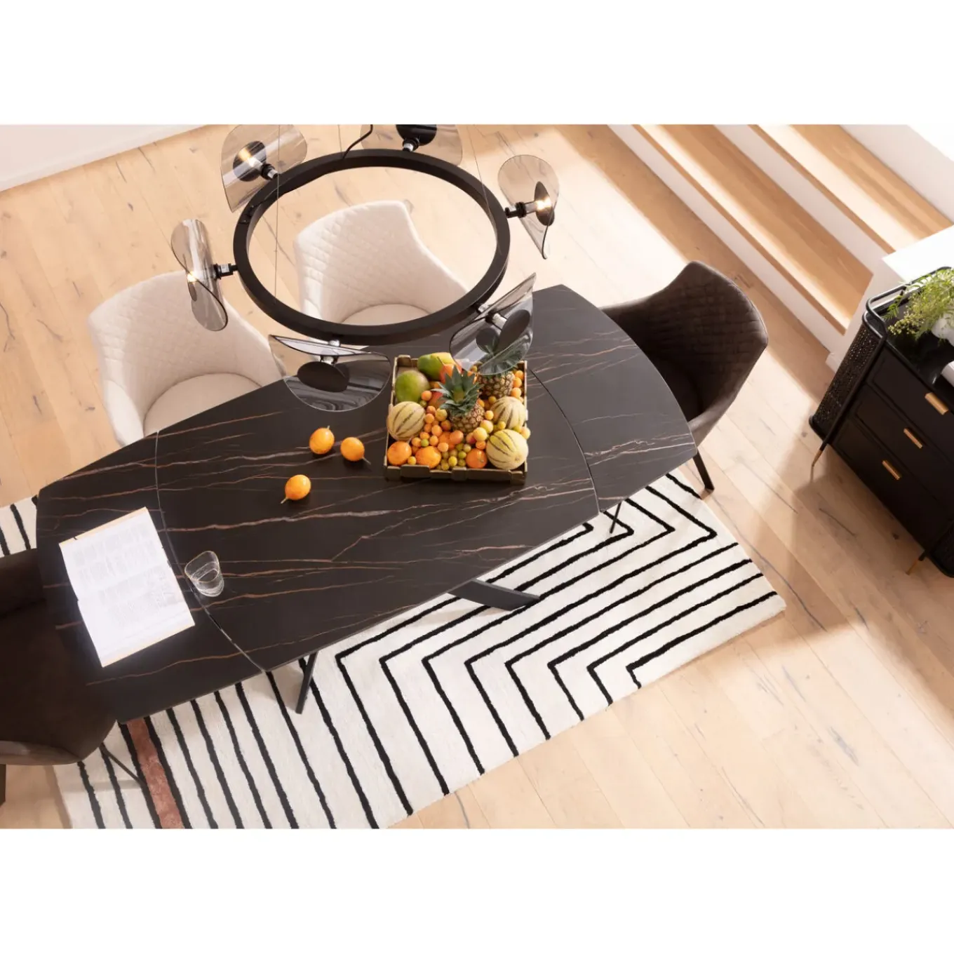 Table A Rallonges Twist Noir 120(30+30)X90Cm