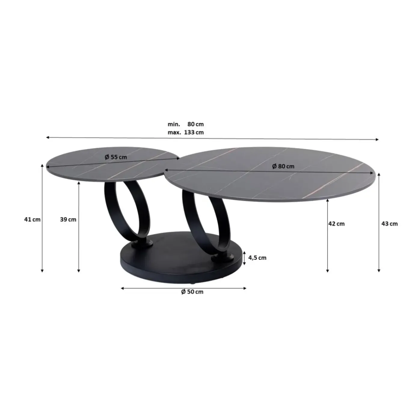 Table Basse Beverly Noir 133X80Cm