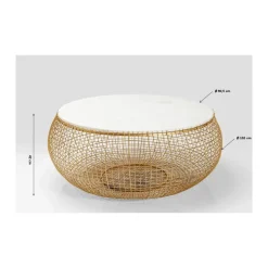 Table Basse Cesta Marble Dore O100Cm