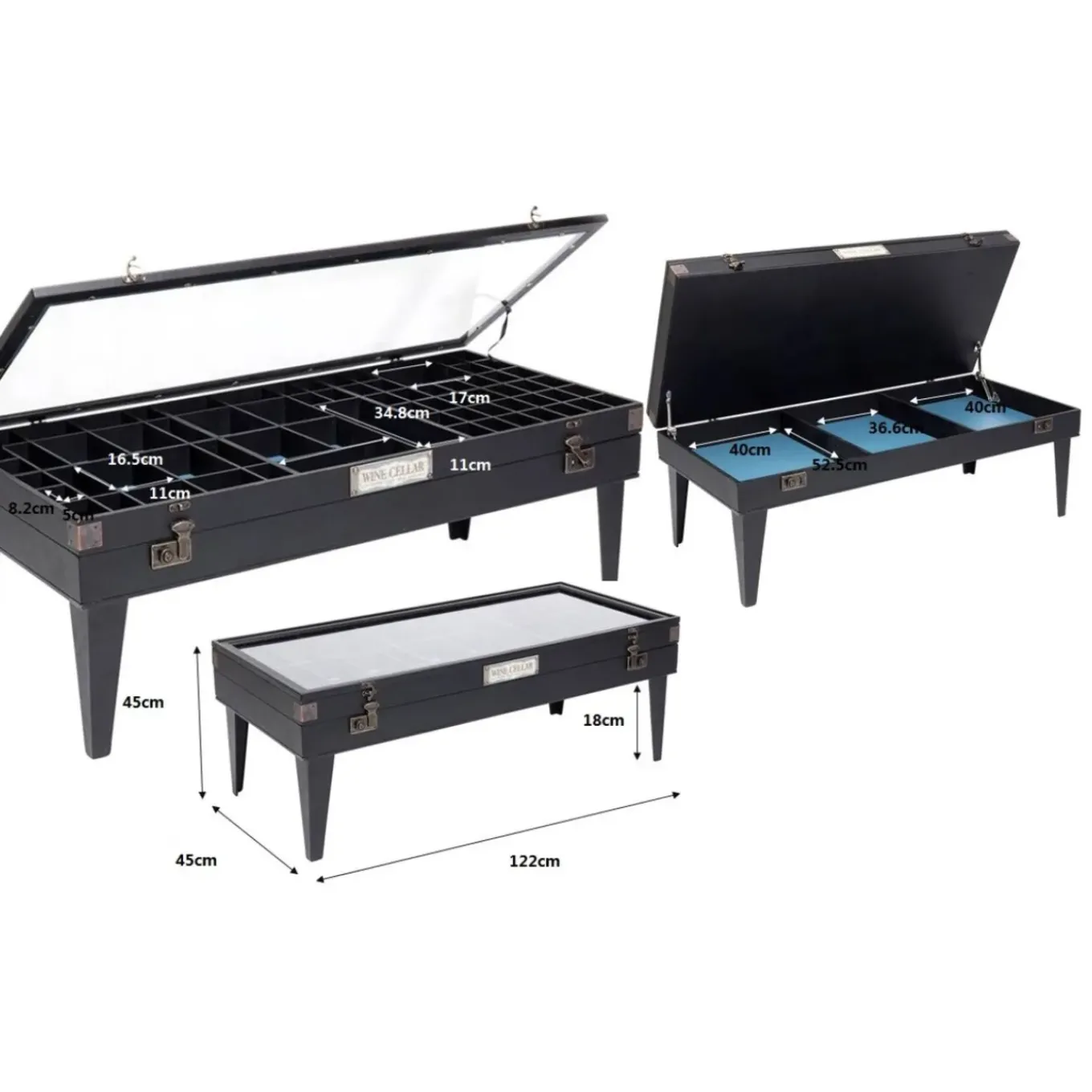 Table Basse Collector Noir 122X55Cm