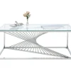 Table Basse Laser Argente-Verre Clair 120X60Cm