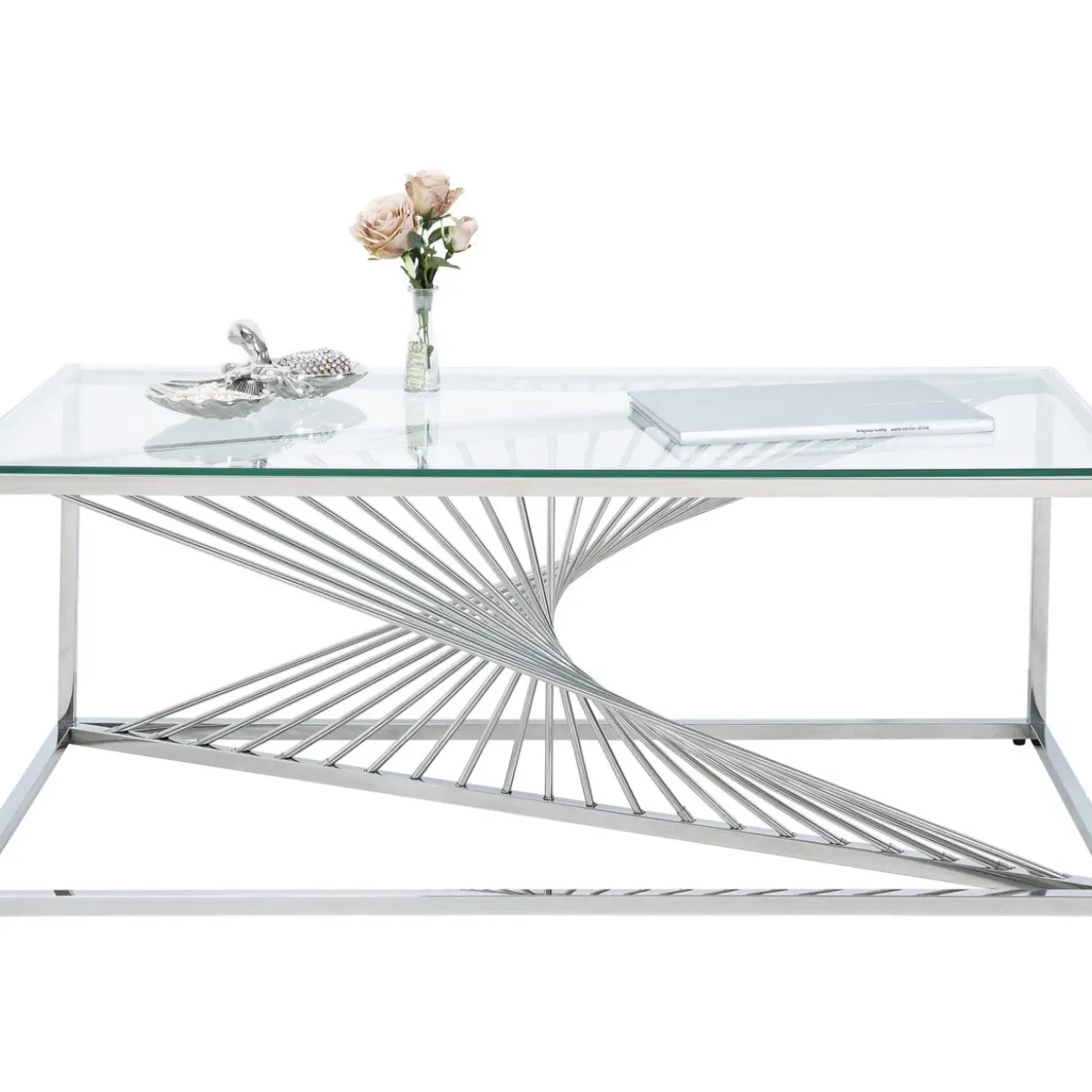 Table Basse Laser Argente-Verre Clair 120X60Cm