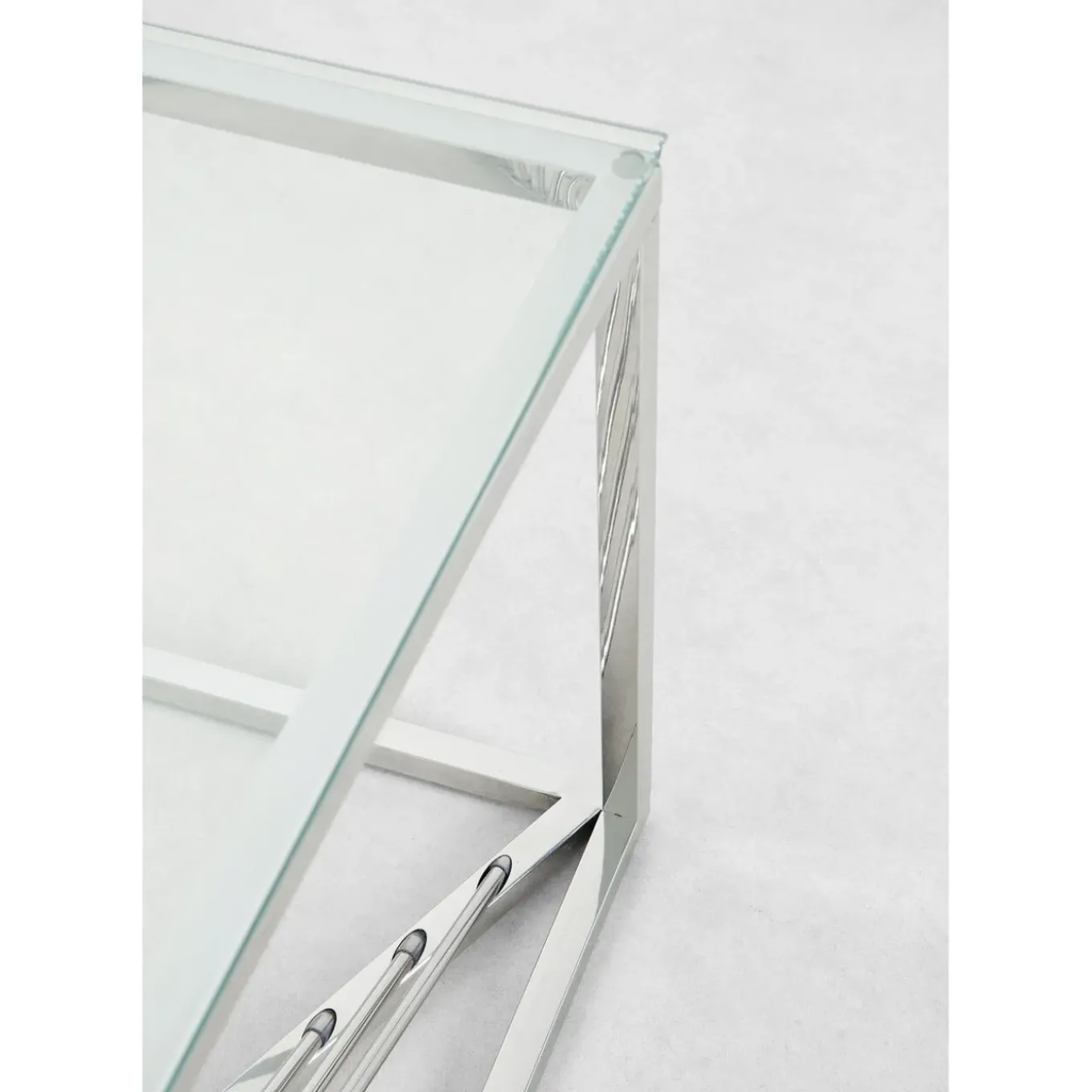 Table Basse Laser Argente-Verre Clair 120X60Cm