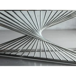 Table Basse Laser Argente-Verre Clair 120X60Cm
