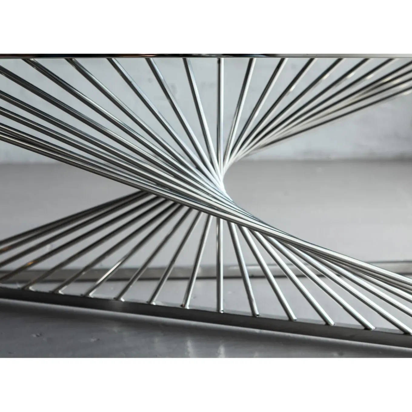 Table Basse Laser Argente-Verre Clair 120X60Cm