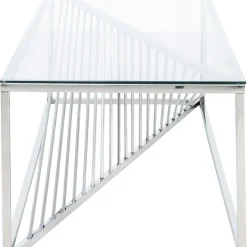 Table Basse Laser Argente-Verre Clair 120X60Cm