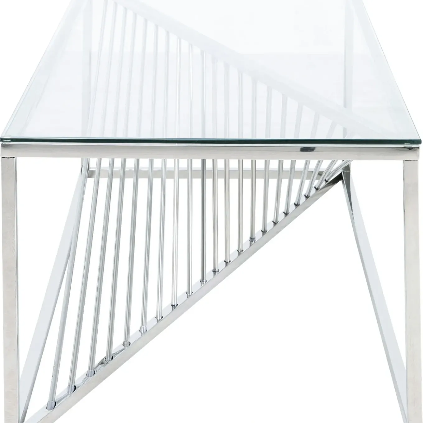 Table Basse Laser Argente-Verre Clair 120X60Cm