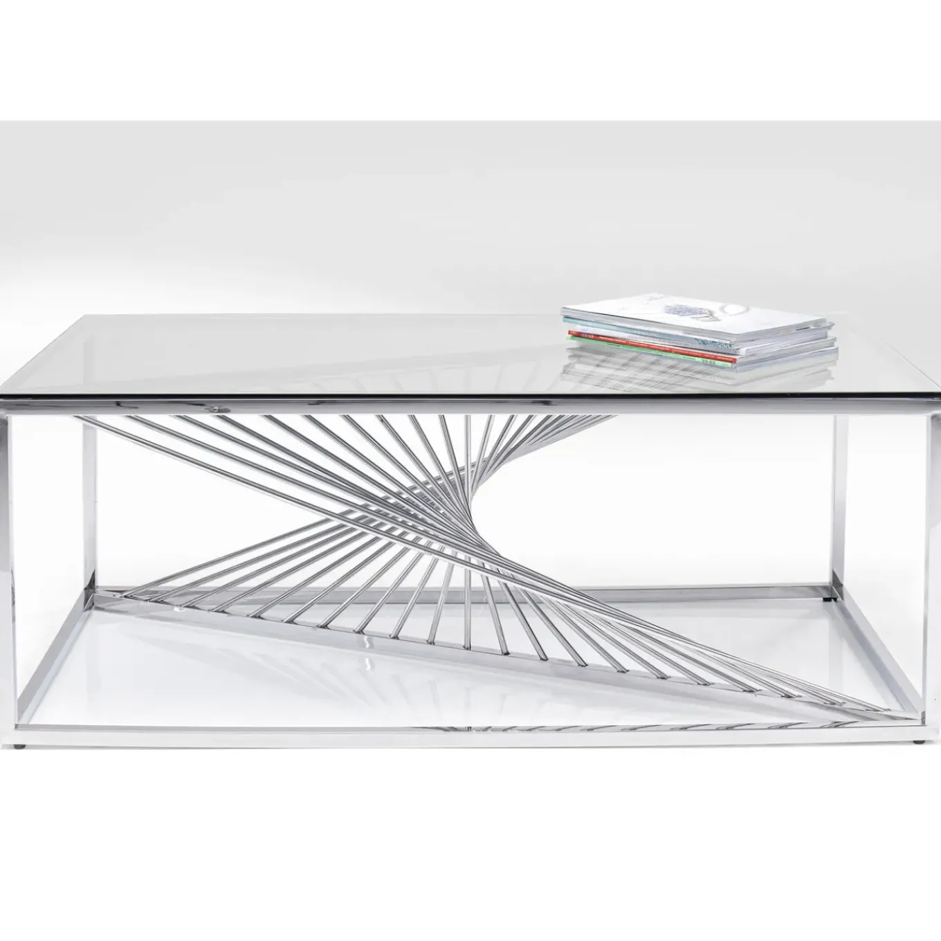 Table Basse Laser Argente-Verre Clair 120X60Cm