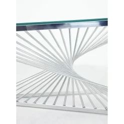 Table Basse Laser Argente-Verre Clair 120X60Cm