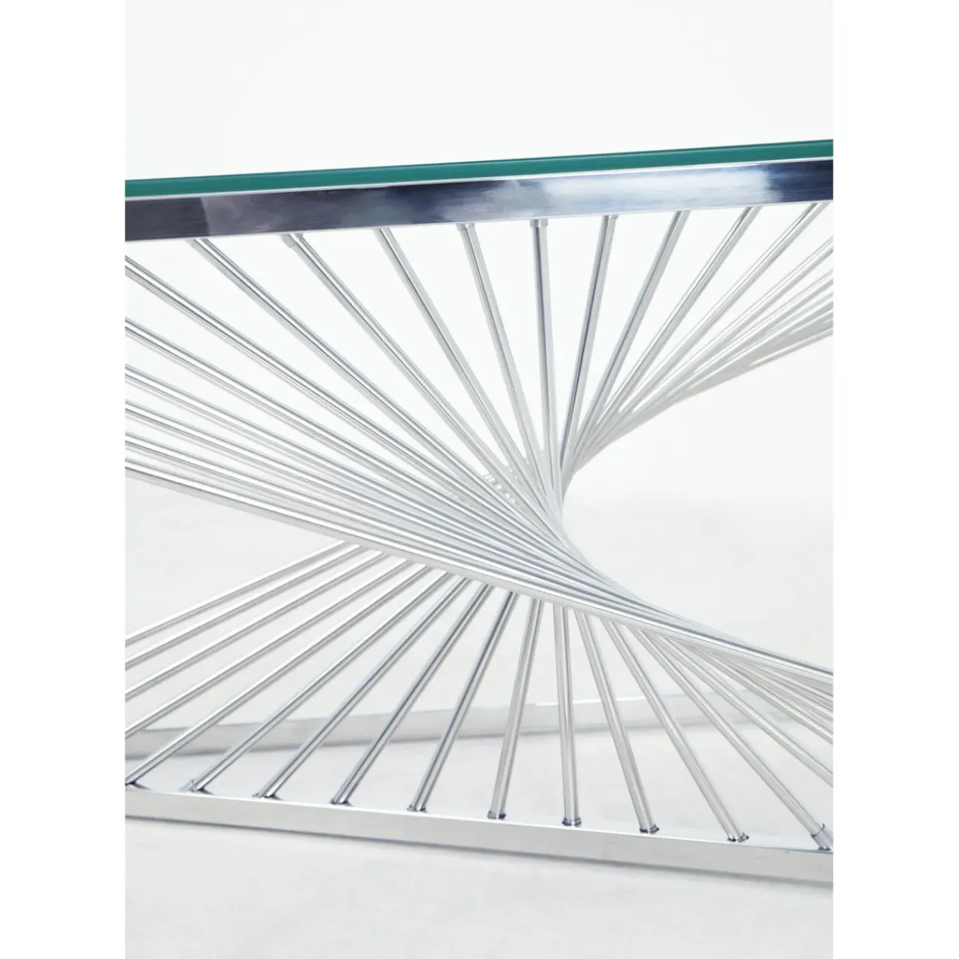 Table Basse Laser Argente-Verre Clair 120X60Cm