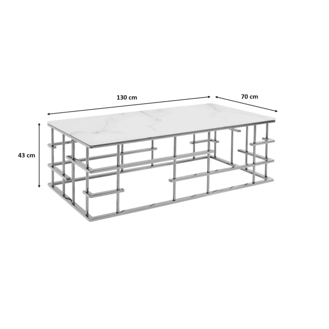 Table Basse Rome Argente 130X70Cm
