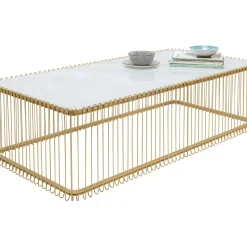 Table Basse Wire Verre Marbre Blanc 145X70Cm