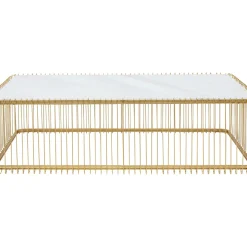Table Basse Wire Verre Marbre Blanc 145X70Cm