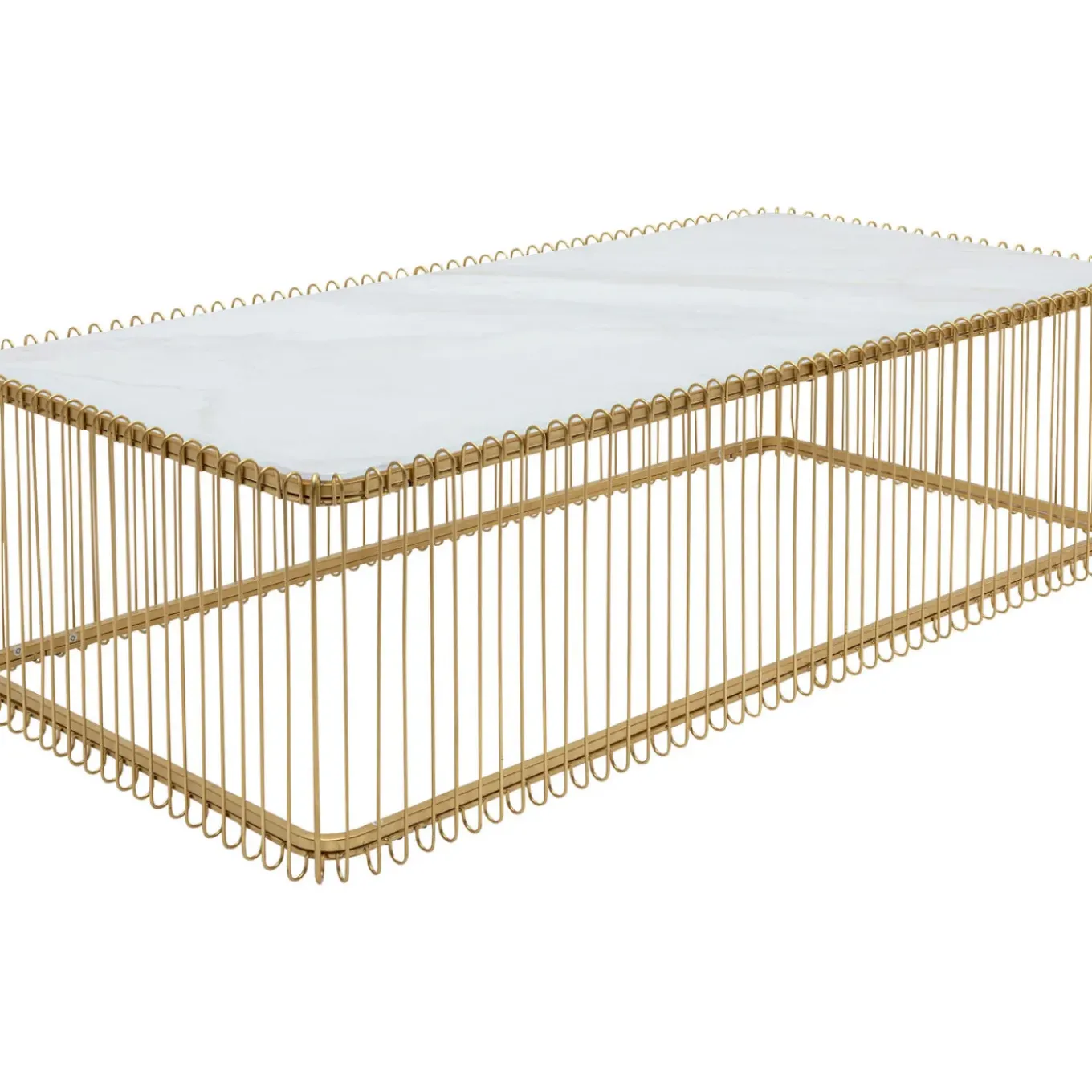 Table Basse Wire Verre Marbre Blanc 145X70Cm