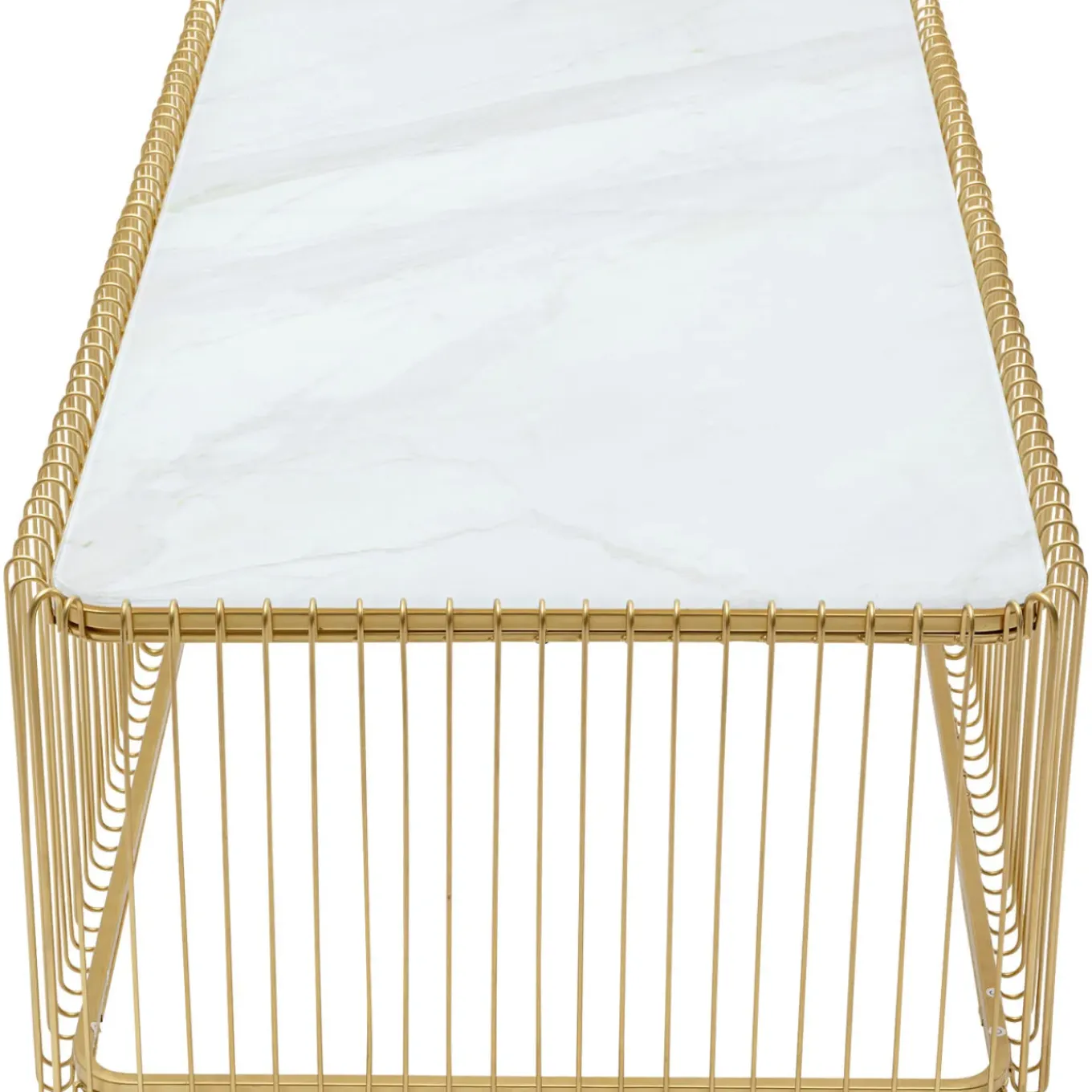 Table Basse Wire Verre Marbre Blanc 145X70Cm