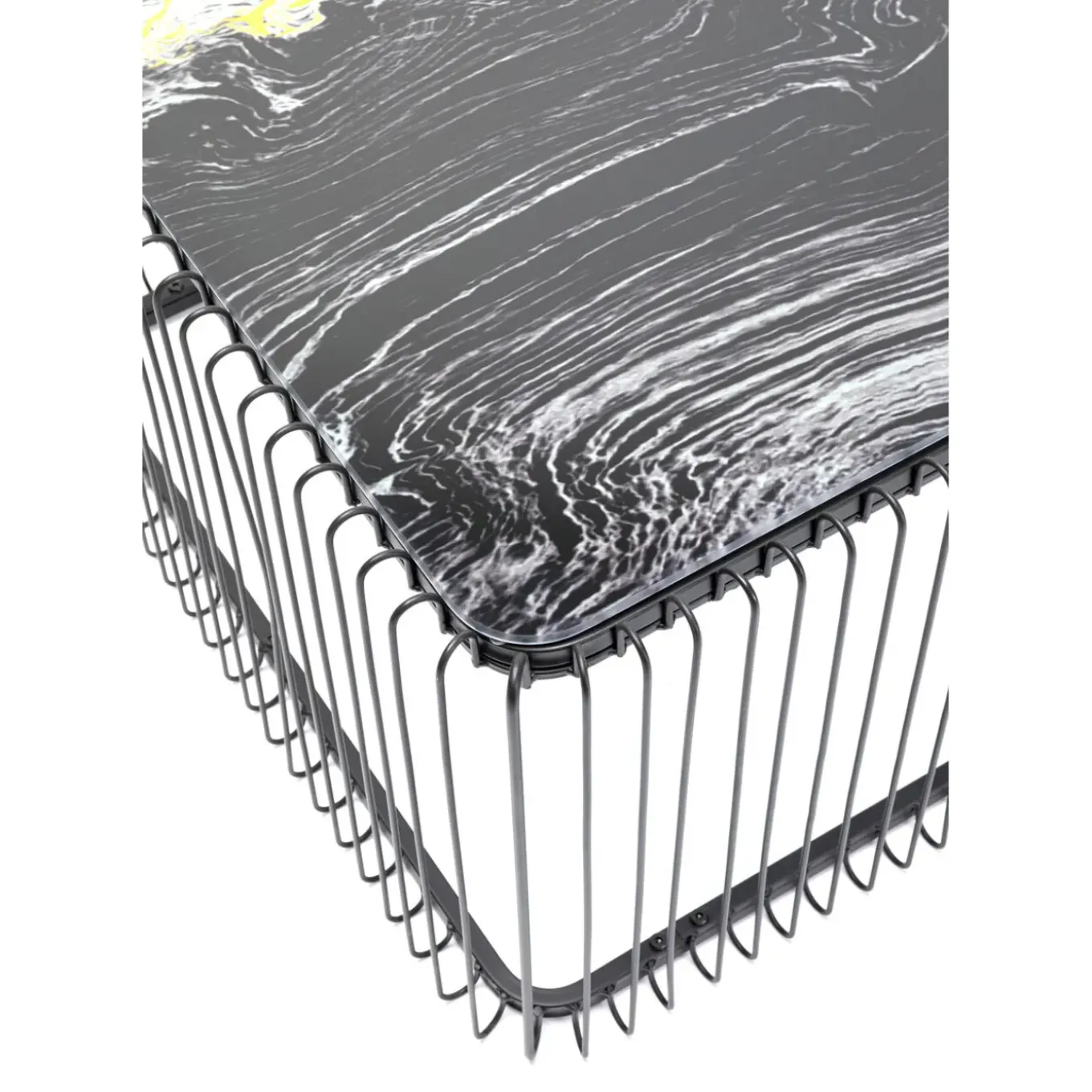 Table Basse Wire Verre Marbre Noir 145X70Cm