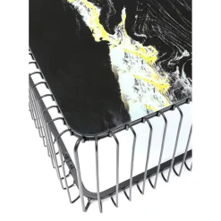 Table Basse Wire Verre Marbre Noir 145X70Cm