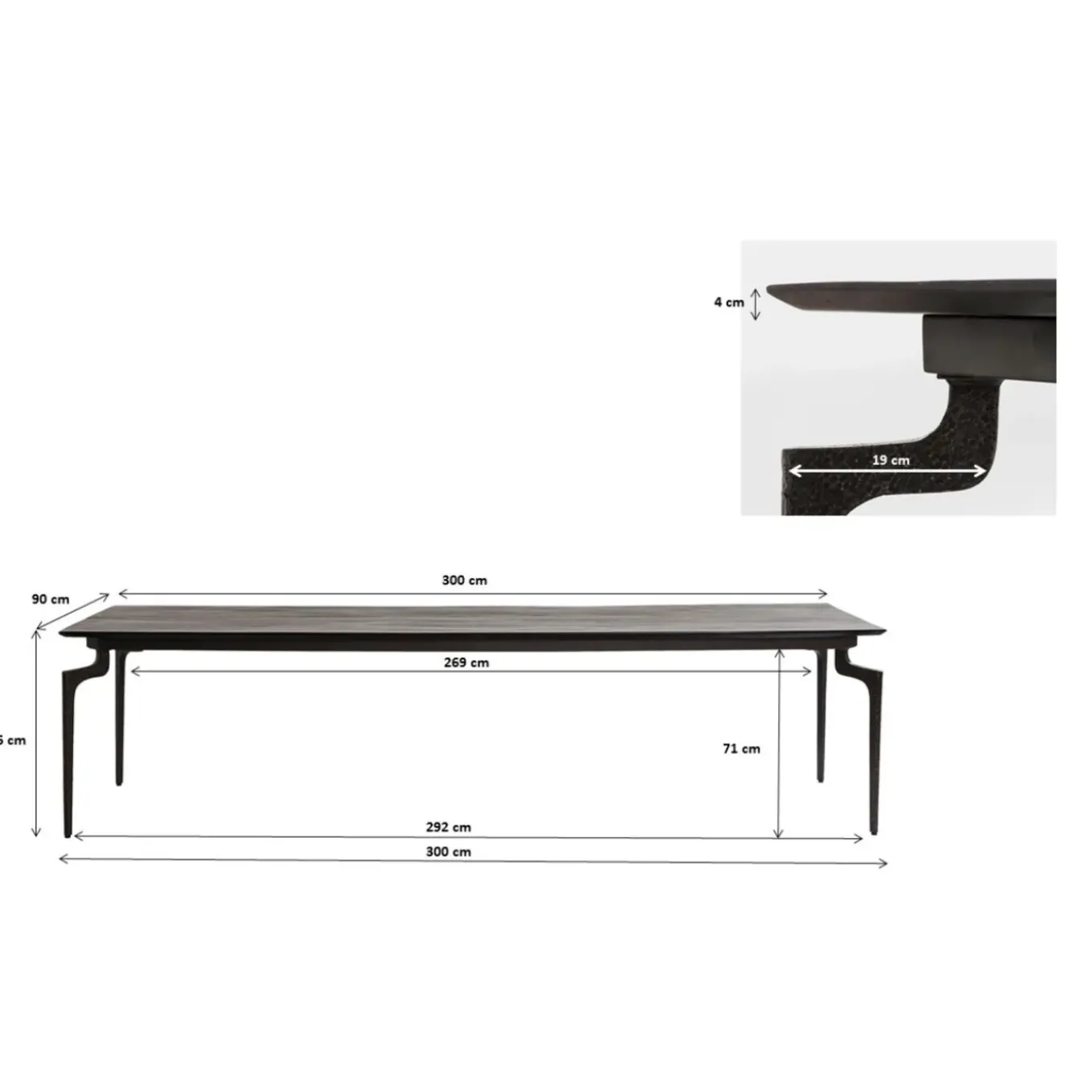 Table Bug 300X90Cm