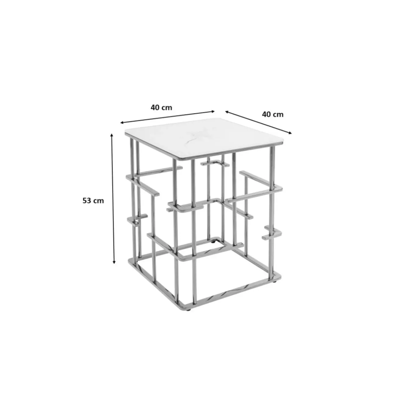 Table D Appoint Rome Argente 40X40Cm