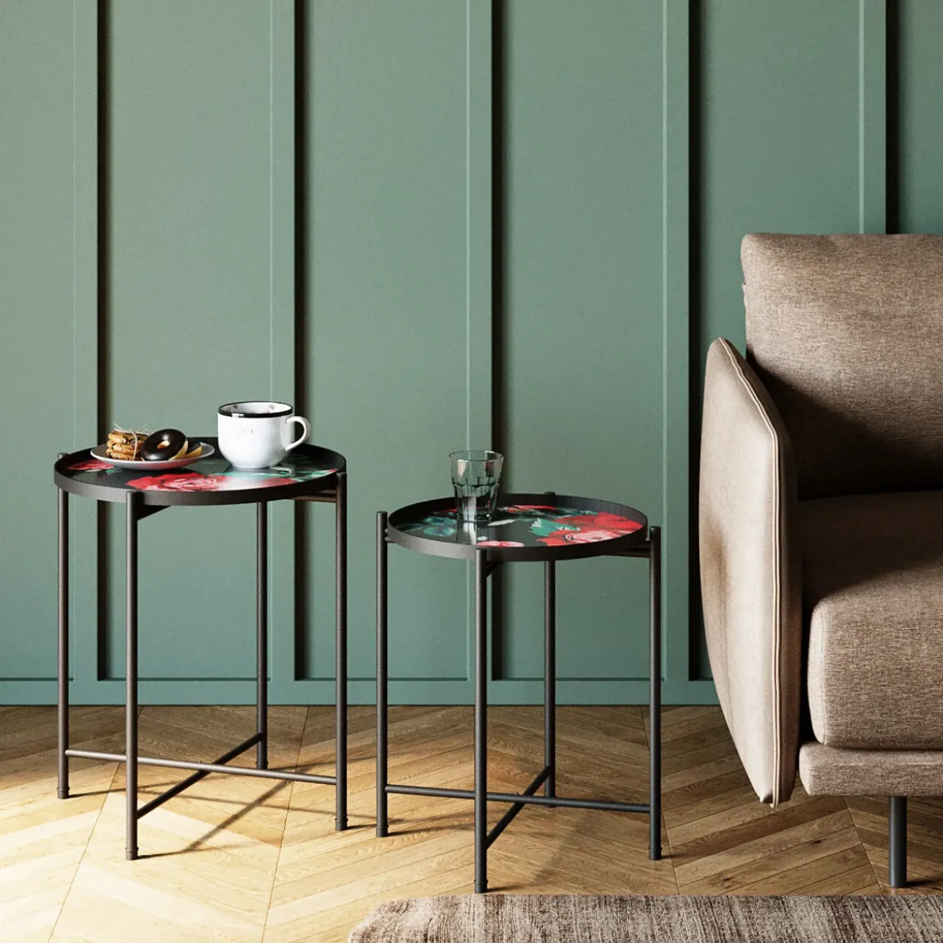 Table D Apppoint Flowers Garden Rond (2/Set)