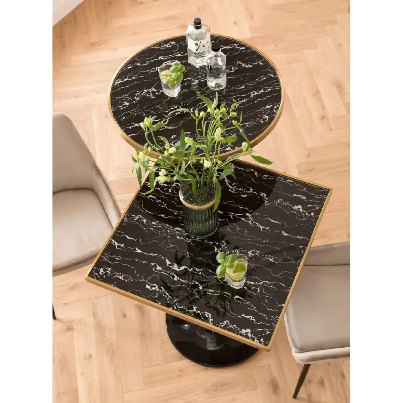 Table Haute San Remo Noir Rond 100X70Cmo