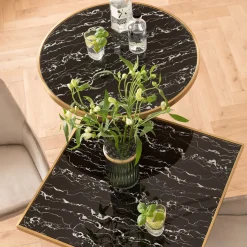 Table Haute San Remo Noir Rond 100X70Cmo
