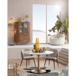 Table Invitation Blanc-Laiton O120Cm