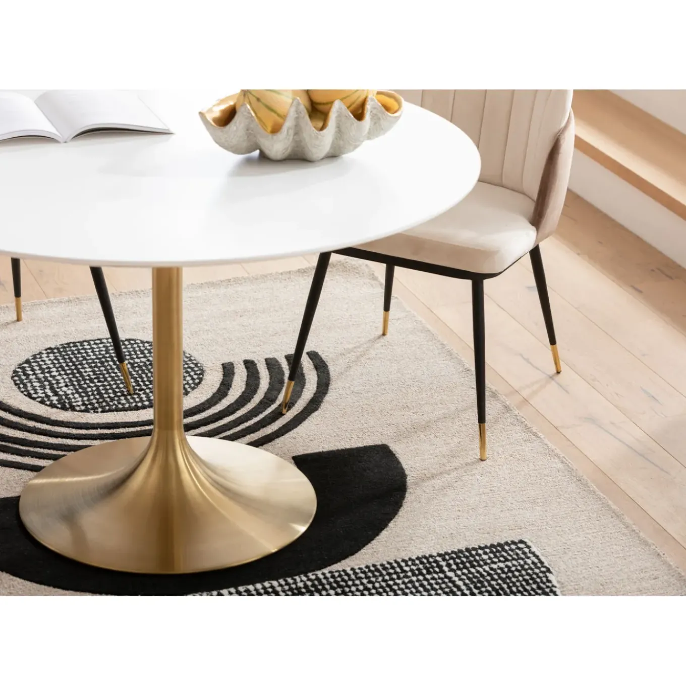 Table Invitation Blanc-Laiton O120Cm