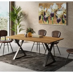Table Jackie Chene Cross Noir 180X90Cm