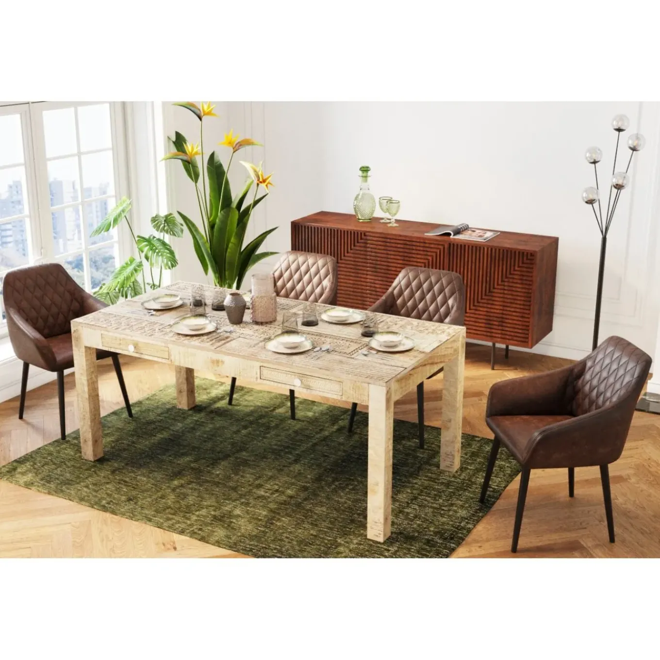 Table Puro 2 Tiroirs 180X90Cm