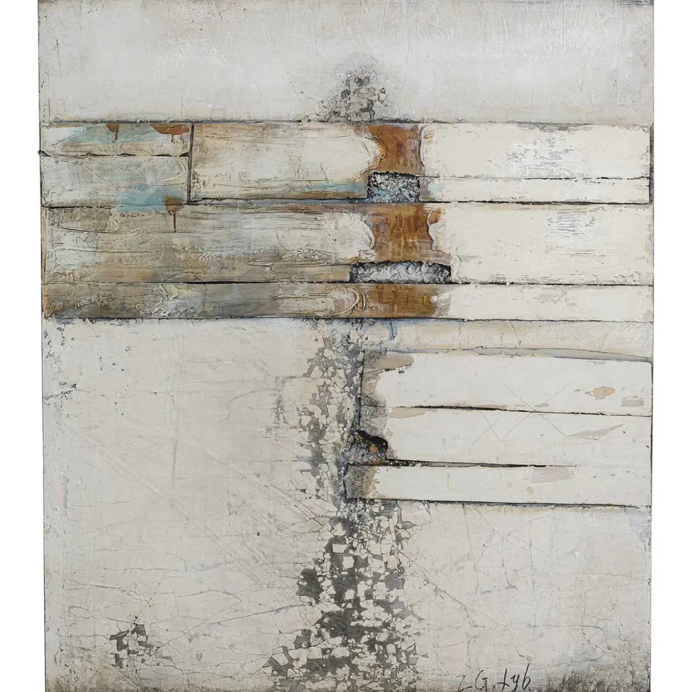 Tableau Acrylique Abstract Gris Line Two 120X150Cm