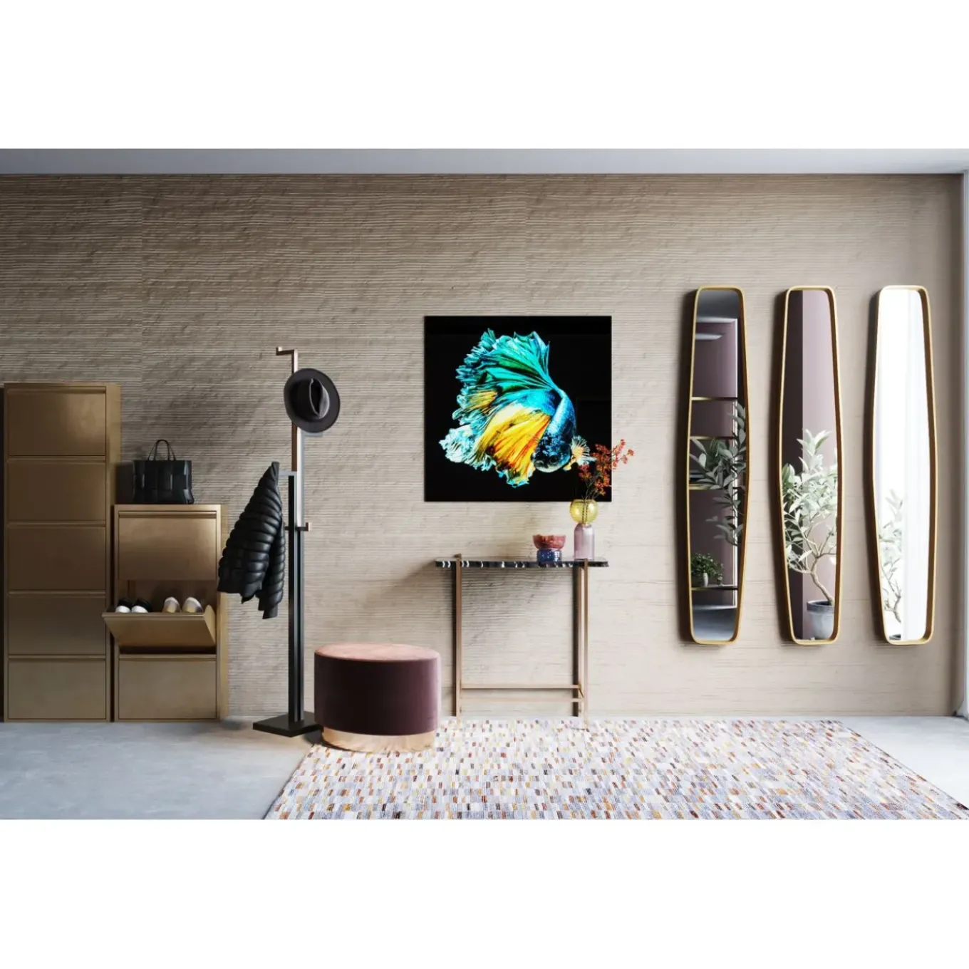 Tableau En Verre Aqua Queen Fish 100X100Cm