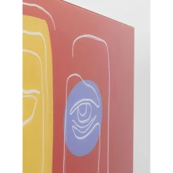 Tableau En Verre Art Face Rouge 100X100Cm