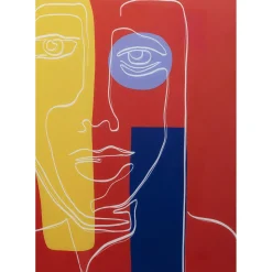 Tableau En Verre Art Face Rouge 100X100Cm