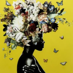 Tableau En Verre Bouquet Beauty Yellow 100X100Cm