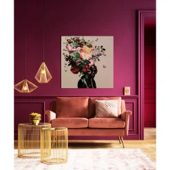 Tableau En Verre Bouquet Beauty Beige100X100Cm