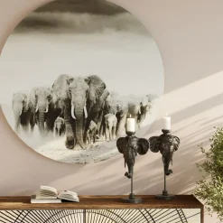 Tableau En Verre Elephant Walk O120Cm