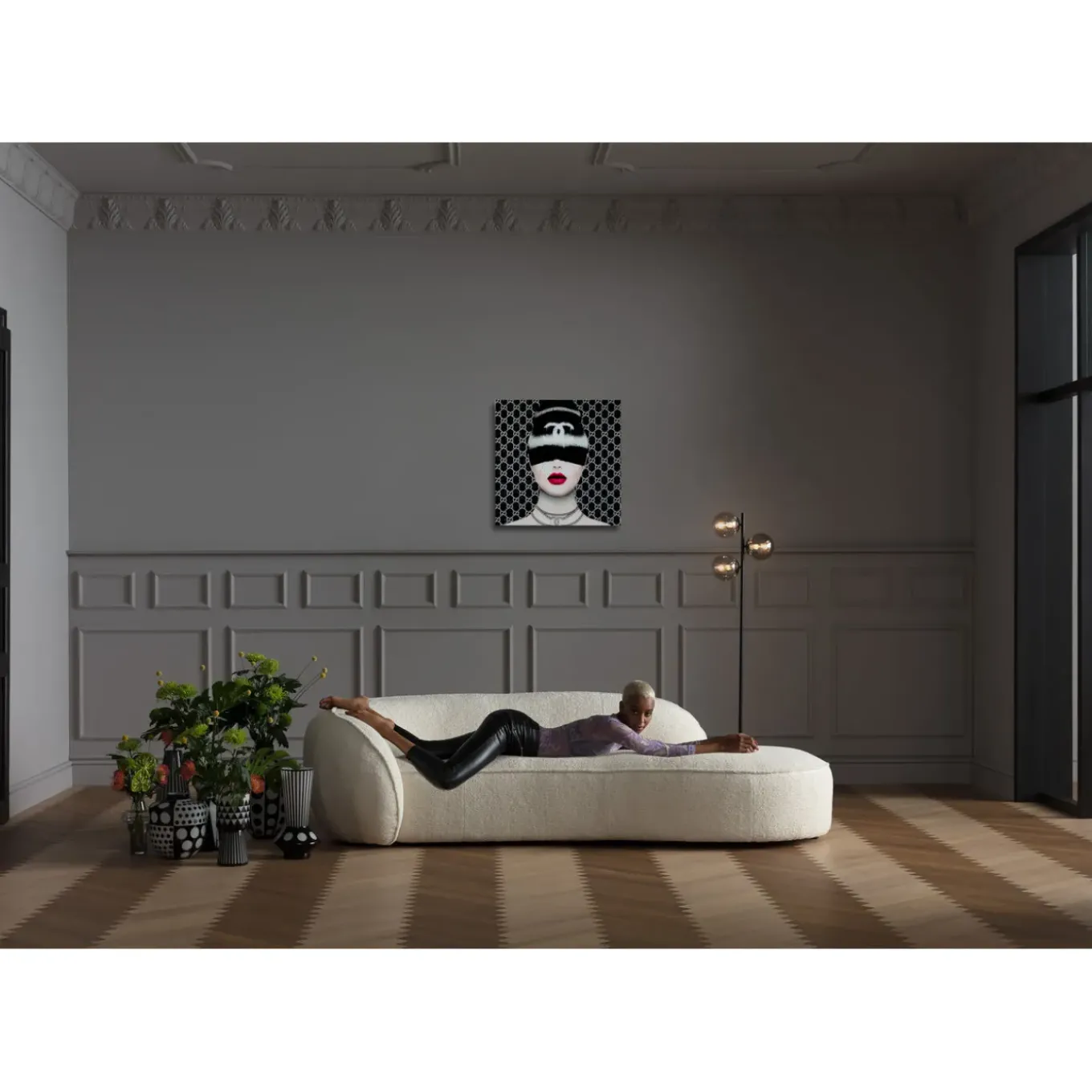 Tableau En Verre Fashion Haircut 80X80Cm