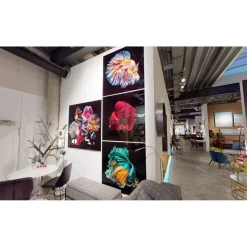 Tableau En Verre Fire Fish 100X100Cm