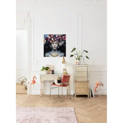 Tableau En Verre Flower Art Lady 80X80Cm