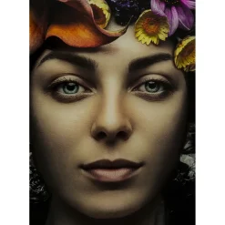 Tableau En Verre Flower Art Lady 120X120Cm