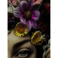 Tableau En Verre Flower Art Lady 120X120Cm