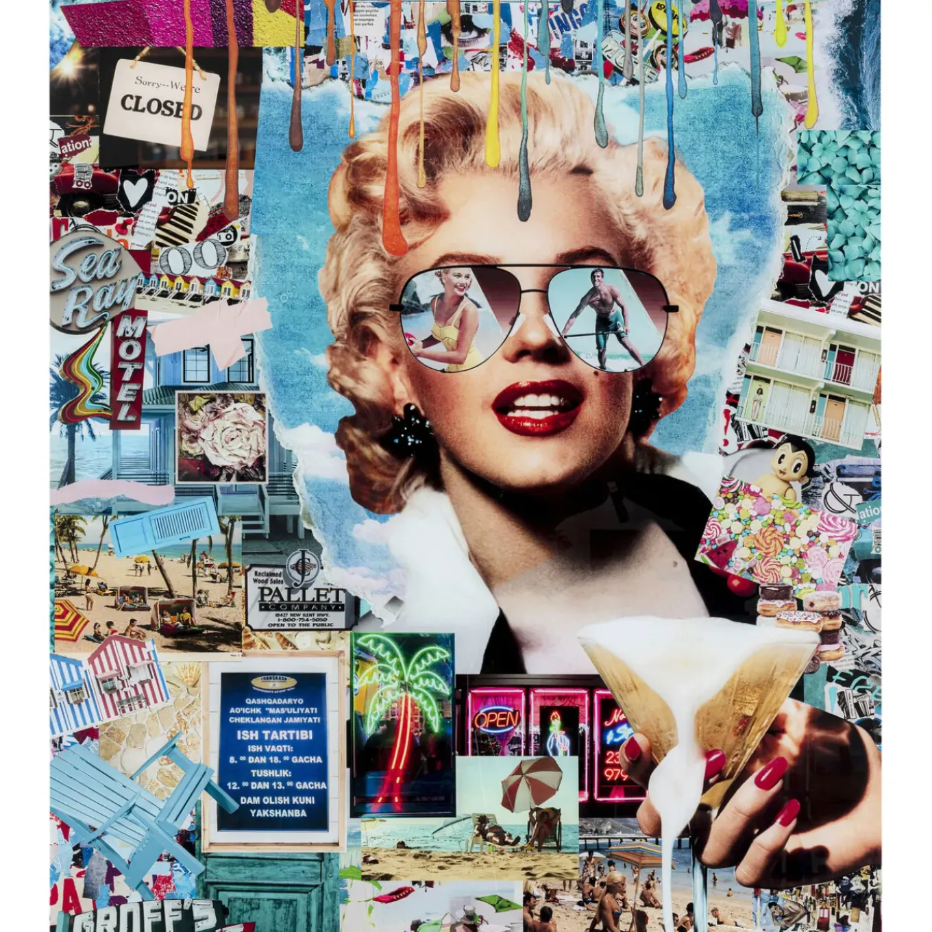 Tableau En Verre Holiday In The 60S 120X150Cm