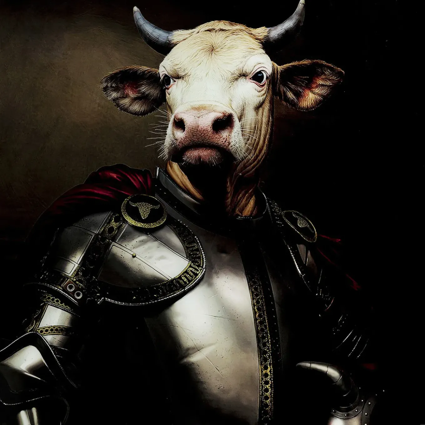 Tableau En Verre Knight Cow 120X120