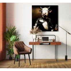 Tableau En Verre Knight Cow 120X120