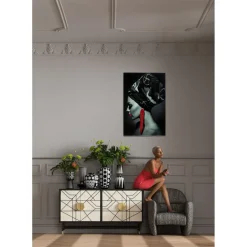 Tableau En Verre Lady Red Earring 80X120Cm