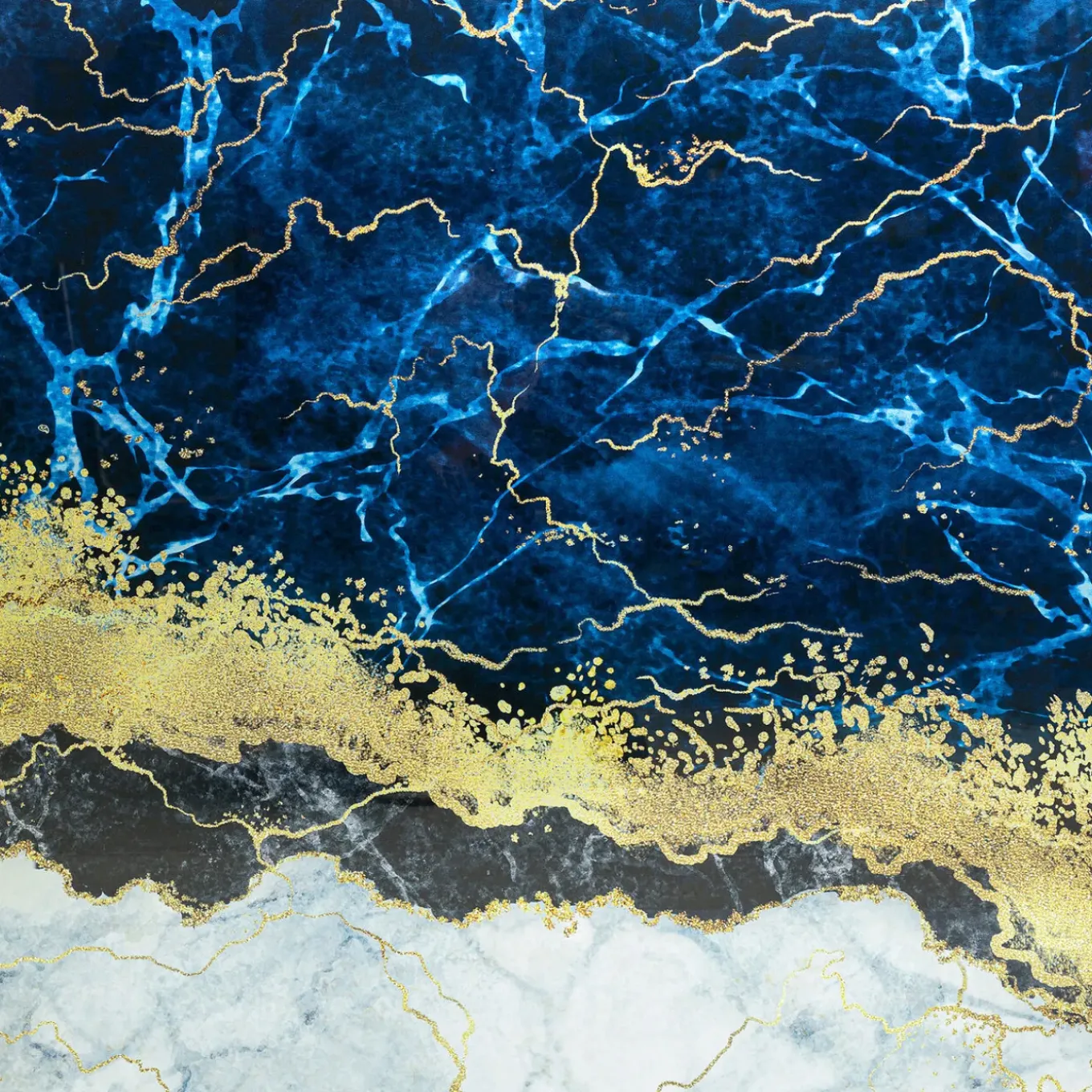 Tableau En Verre Metallic Ocean 100X100Cm