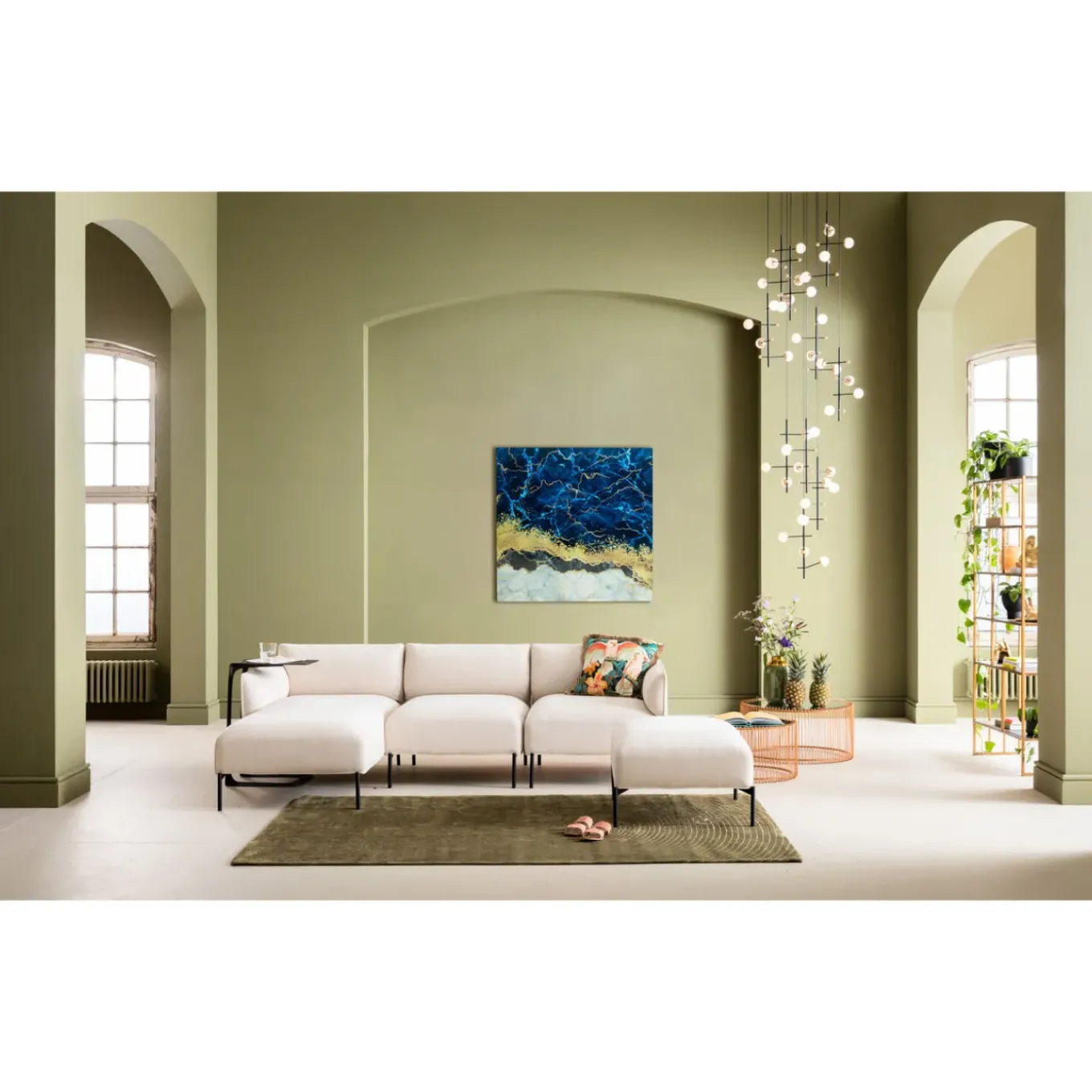 Tableau En Verre Metallic Ocean 100X100Cm