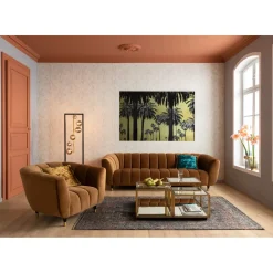 Tableau En Verre Metallic Palms 180X120Cm