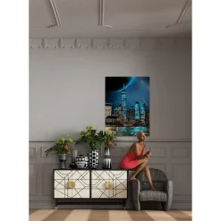 Tableau En Verre Night Skyline 90X120Cm